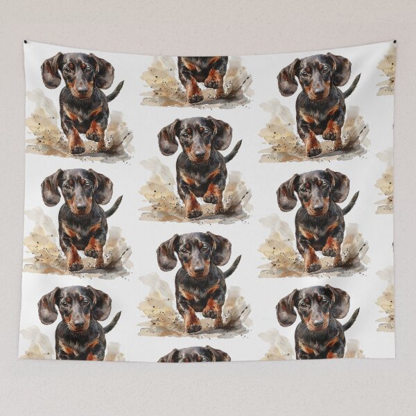 Item preview, Playful Dachshund Zooming Around the Yard - Fun Dog Art for Dachshund Lovers designed and sold by Mr-whiteBG.