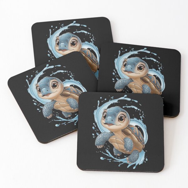 Item preview, a playful baby turtle with large, expressive eyes. The turtle appears to be swimming or floating amidst dynamic splashes of water designed and sold by love3617.