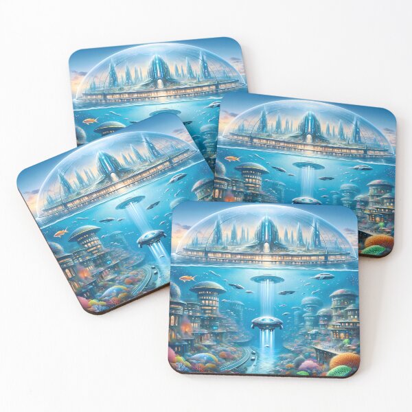 Item preview, Neptune's Embrace: Underwater Futuristic City designed and sold by LivingArtClips.