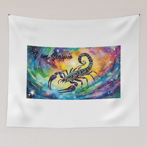 Artikelvorschau, Sternzeichen Skorpion im kosmischen Nebelhintergrund entworfen und verkauft von PrintPlanetGo.