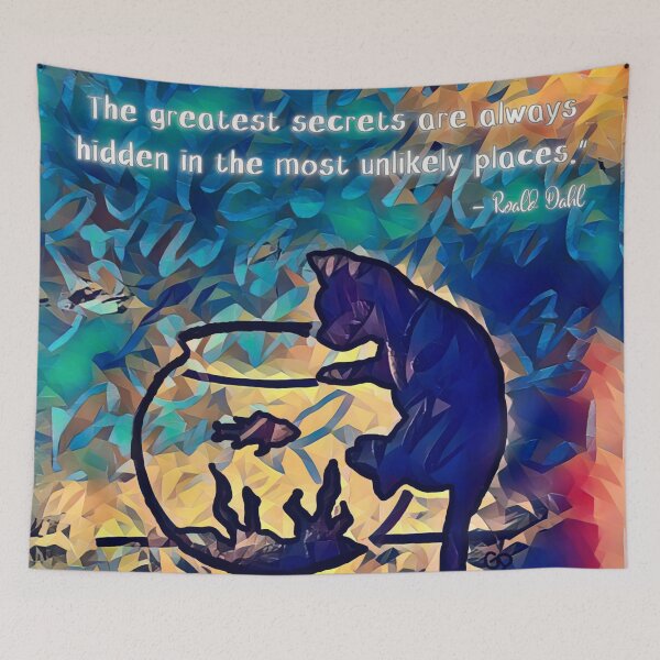 Item preview, Unlikely Places - Mystical Cat and Fishbowl Art designed and sold by gleefulme.