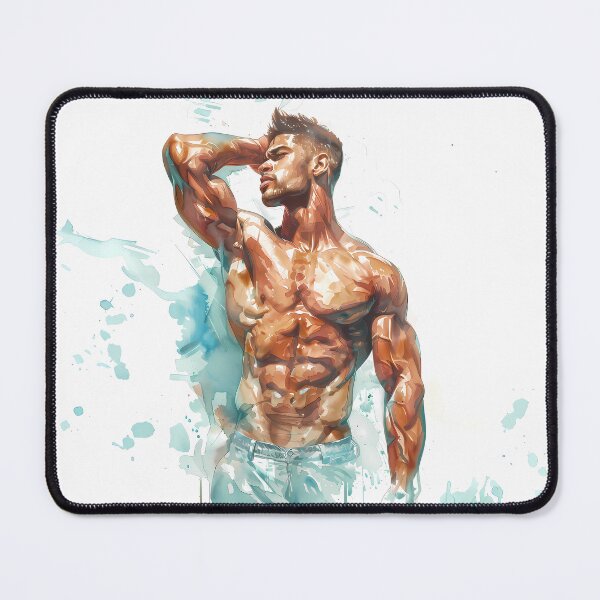 Item preview, Aquatic Adonis: Muscular Male Form in Watercolor - GayDoodles Art designed and sold by GayDoodles.