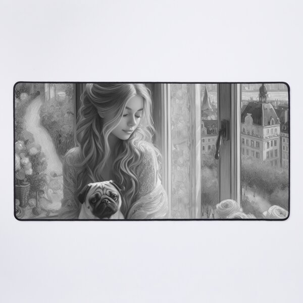 Item preview, The theme of "Girl with a dog" is often used in visual art designed and sold by aleksandr13.