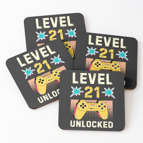 Item preview, Level 21 Unlocked 21st Birthday Retro Vintage Gamer Gaming  designed and sold by MKCollabs.