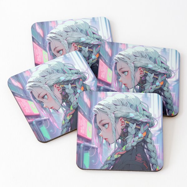Item preview, Cyber Urban Neon Braids Anime Girl designed and sold by bubblegoth.