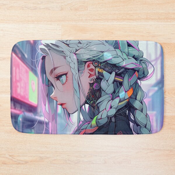 Item preview, Cyber Urban Neon Braids Anime Girl designed and sold by bubblegoth.