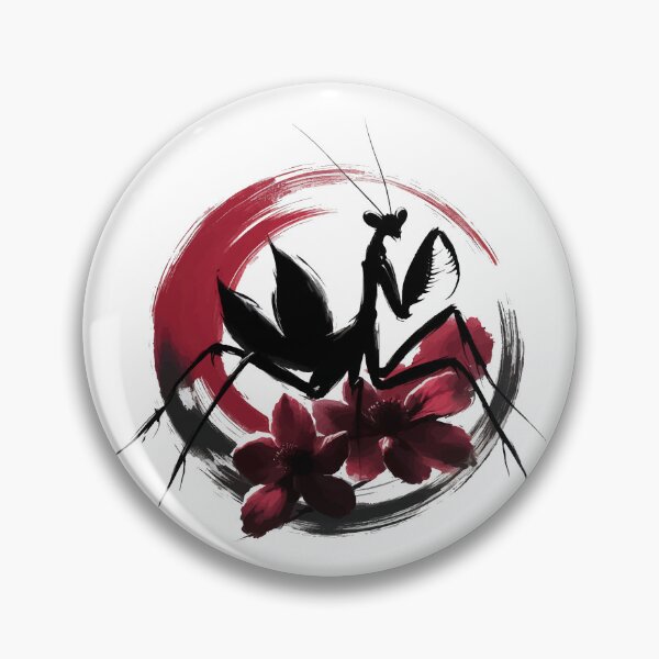 Item preview, Sumie Enso Japanese Brushstroke Praying Mantis designed and sold by TomFrontierArt.