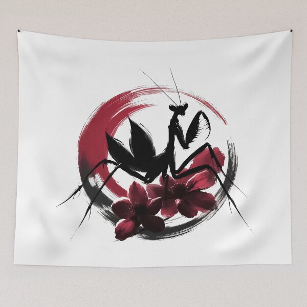 Item preview, Sumie Enso Japanese Brushstroke Praying Mantis designed and sold by TomFrontierArt.