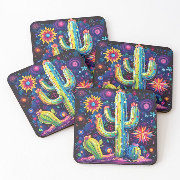 Item preview, Hippie trippy psychedelic cactus print designed and sold by dcrc.