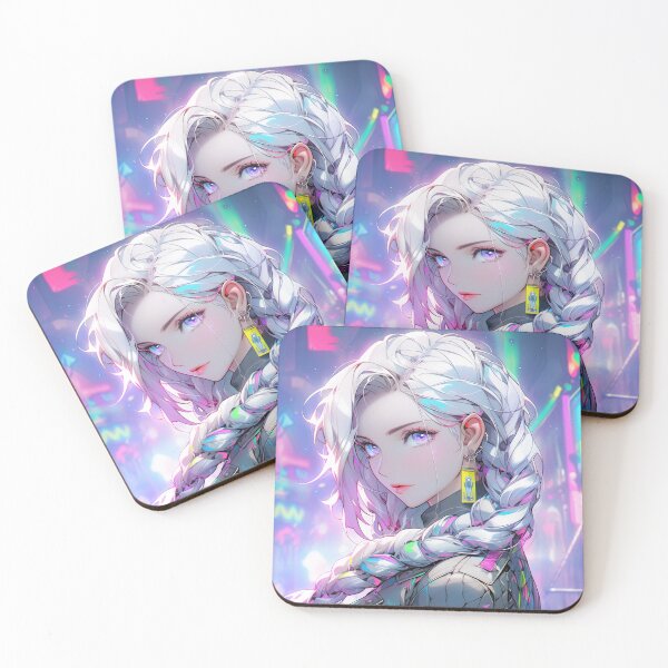 Item preview, Neon Cyberglow Braids Anime Girl designed and sold by bubblegoth.