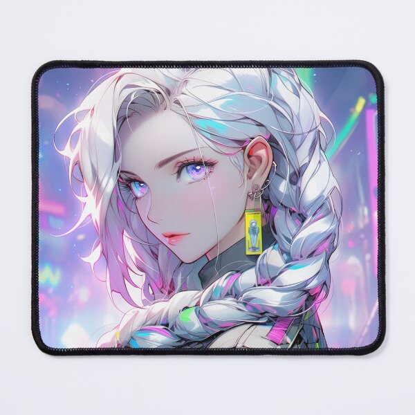 Item preview, Neon Cyberglow Braids Anime Girl designed and sold by bubblegoth.