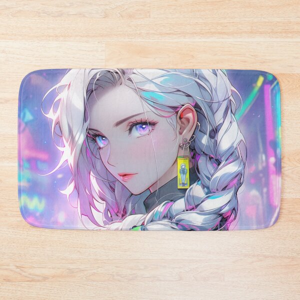 Item preview, Neon Cyberglow Braids Anime Girl designed and sold by bubblegoth.