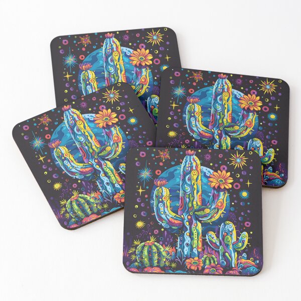 Item preview, Hippie trippy psychedelic cactus print designed and sold by dcrc.