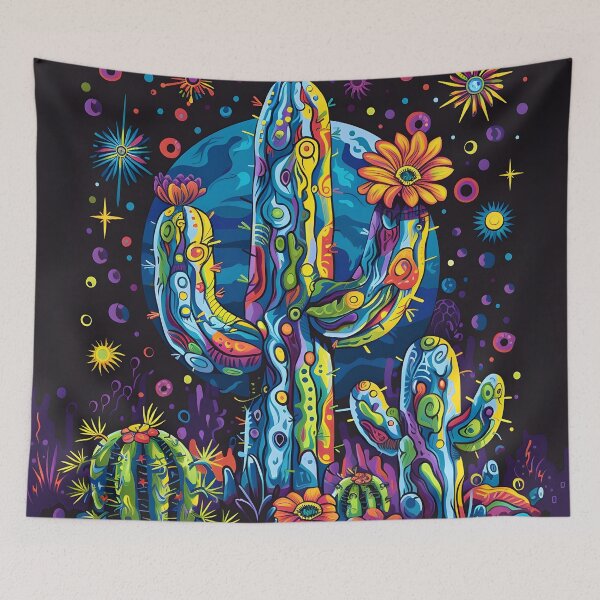 Item preview, Hippie trippy psychedelic cactus print designed and sold by dcrc.