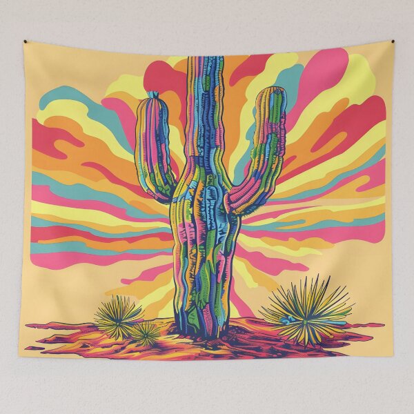 Item preview, hippie trippy psychedelic cactus print designed and sold by dcrc.