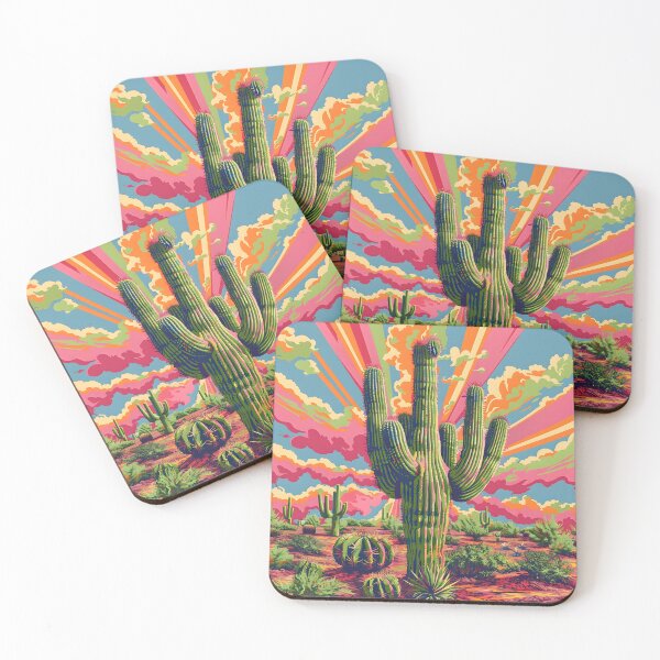 Item preview, hippie trippy psychedelic cactus print designed and sold by dcrc.