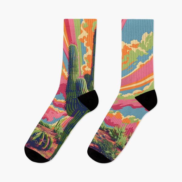 Item preview, hippie trippy psychedelic cactus print designed and sold by dcrc.