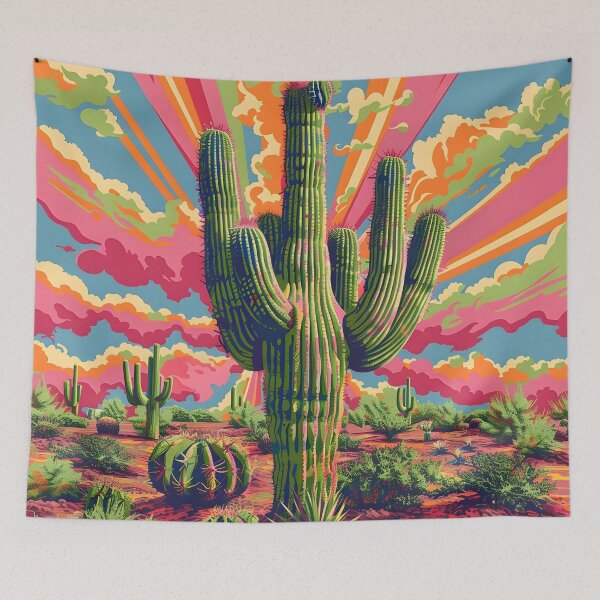 Item preview, hippie trippy psychedelic cactus print designed and sold by dcrc.
