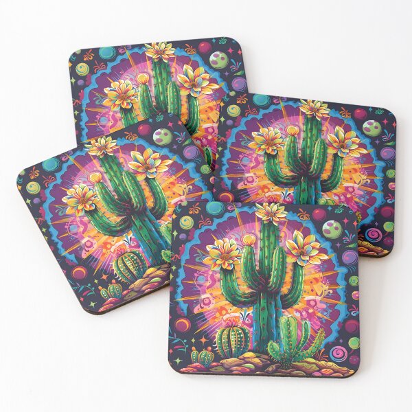 Item preview, hippie trippy psychedelic cactus print designed and sold by dcrc.