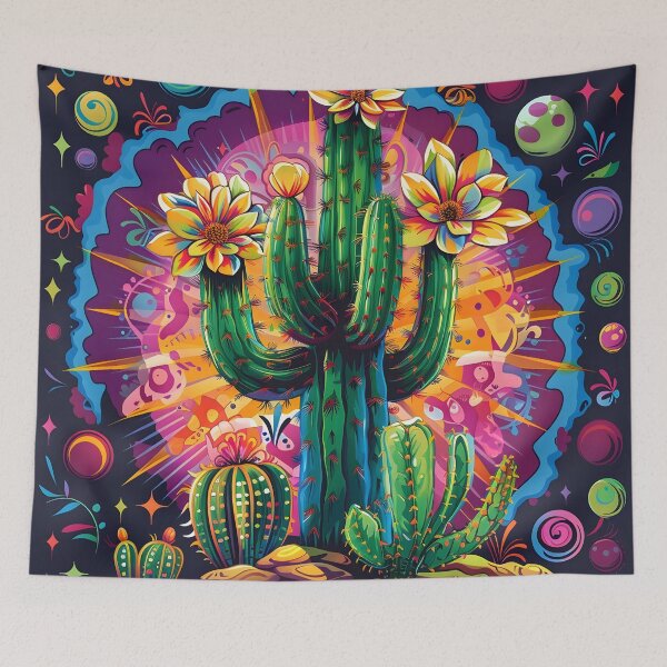 Item preview, hippie trippy psychedelic cactus print designed and sold by dcrc.