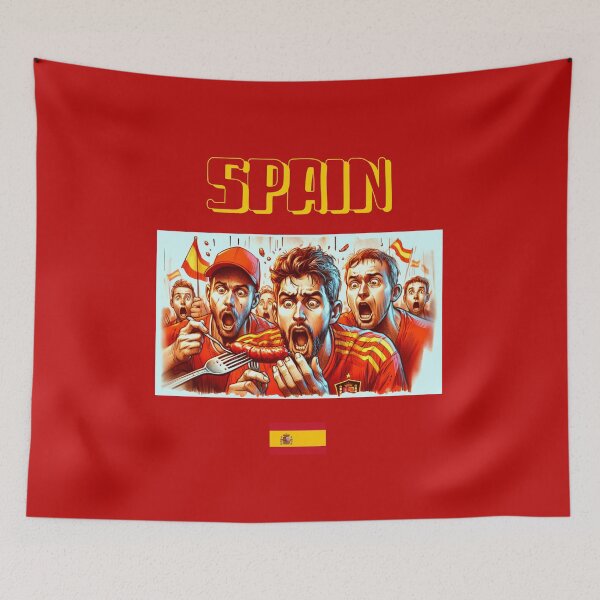 Item preview, Spain Fans Euro24, sausage on a Fork. designed and sold by Get-Forked.