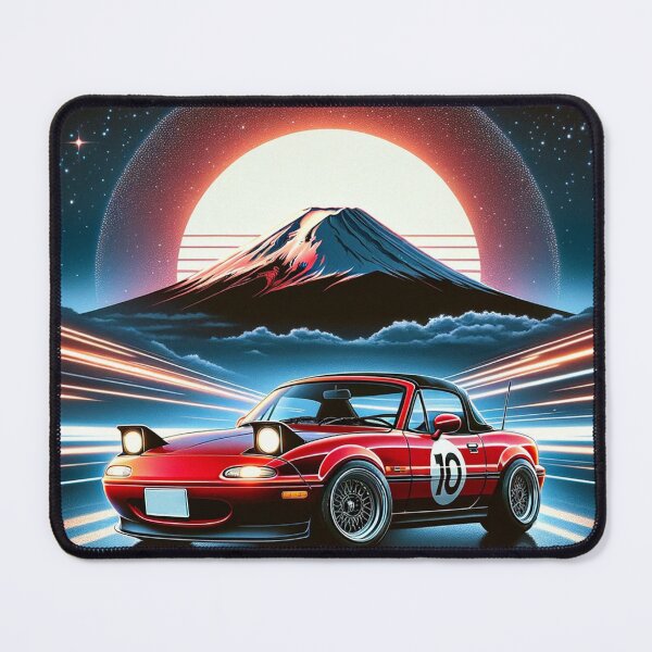 Item preview, Red Miata NA 10 in front of mt. Fuji at night designed and sold by mugooooo.
