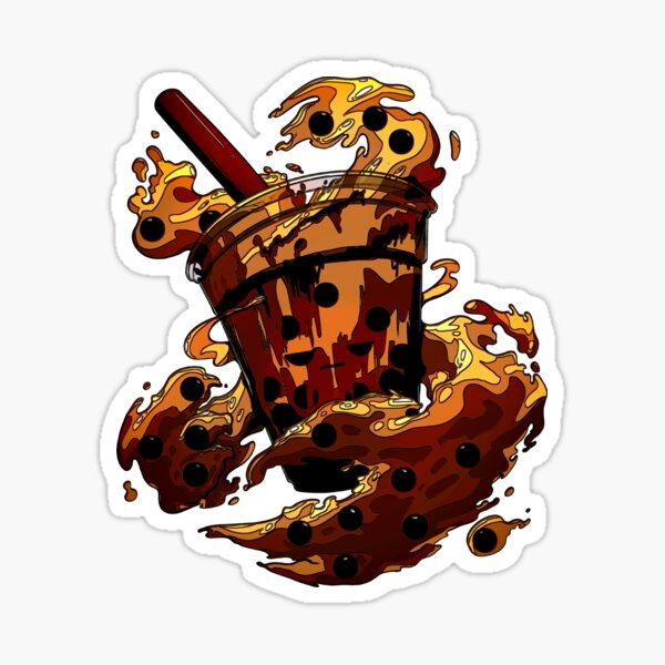 Angry Boba Tea Monster- Noir Lite Sticker