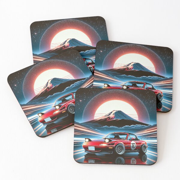 Item preview, Red Miata NA 10 in front of mt. Fuji at night designed and sold by mugooooo.