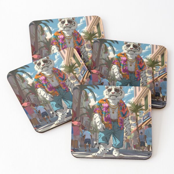 Item preview, Stylishly Absurd: The Cool White Tiger designed and sold by AI-Only Creations.