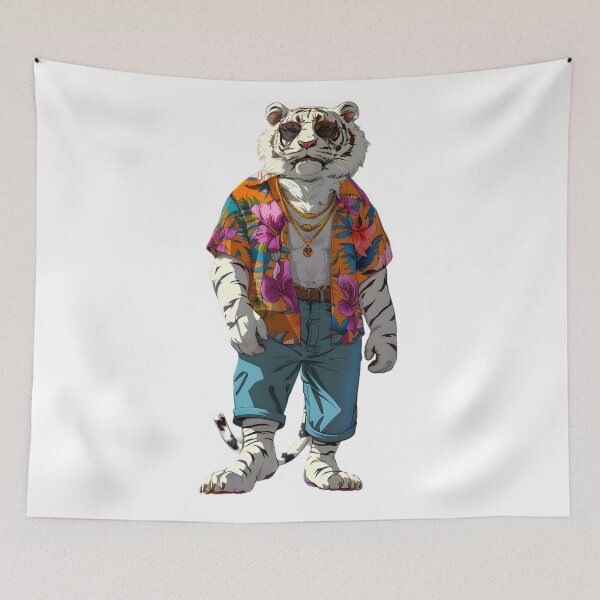 Item preview, Stylishly Absurd: The Cool White Tiger designed and sold by AI-Only Creations.