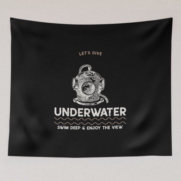Item preview, Let's dive under water Vintage style - diver - Relax - Beach - sea - Vintage designed and sold by DeCodeArtShop.