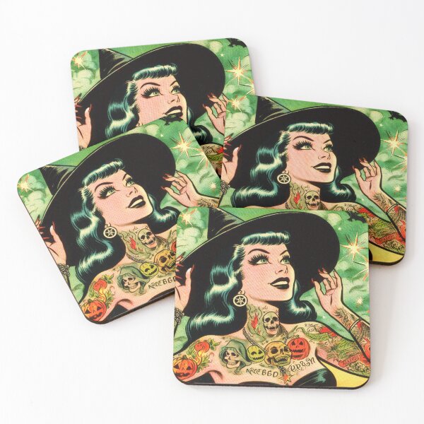 Item preview, Retro Tattoo Witch Pin-up designed and sold by PulpVintage.