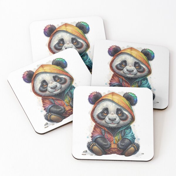 Item preview, Cute little panda in multicoloured hoodie designed and sold by laura-in-rome.