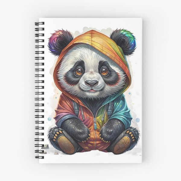 Item preview, Cute little panda in multicoloured hoodie designed and sold by laura-in-rome.