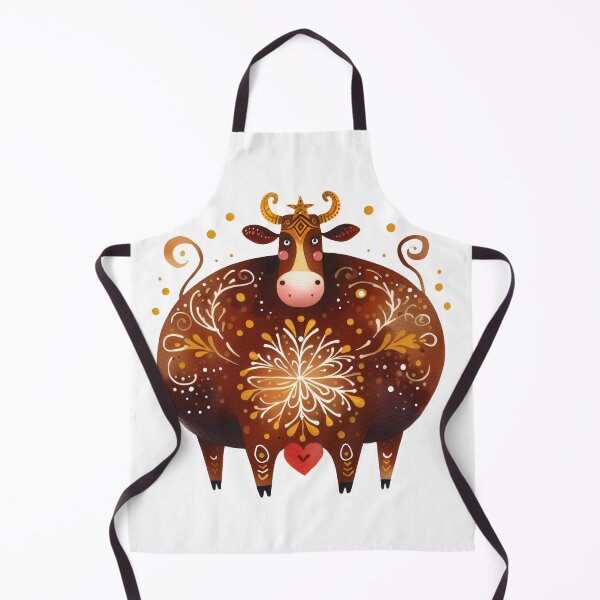 Item preview, Scandinavian Folk Art How Now Chubby Brown Cow designed and sold by FOLK ART FUSION by heidiannemorris.