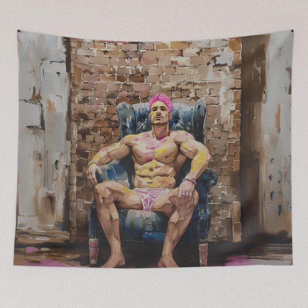 Item preview, Urban Throne: Regal Masculinity Amidst Ruins - GayDoodles Art designed and sold by GayDoodles.