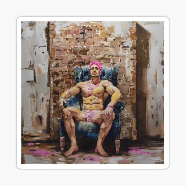 Item preview, Urban Throne: Regal Masculinity Amidst Ruins - GayDoodles Art designed and sold by GayDoodles.