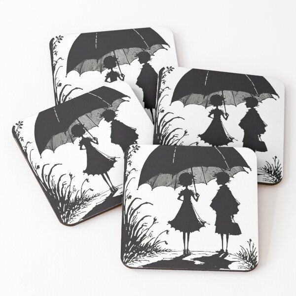 Item preview, Silhouettes of two girls under a huge umbrella designed and sold by laura-in-rome.