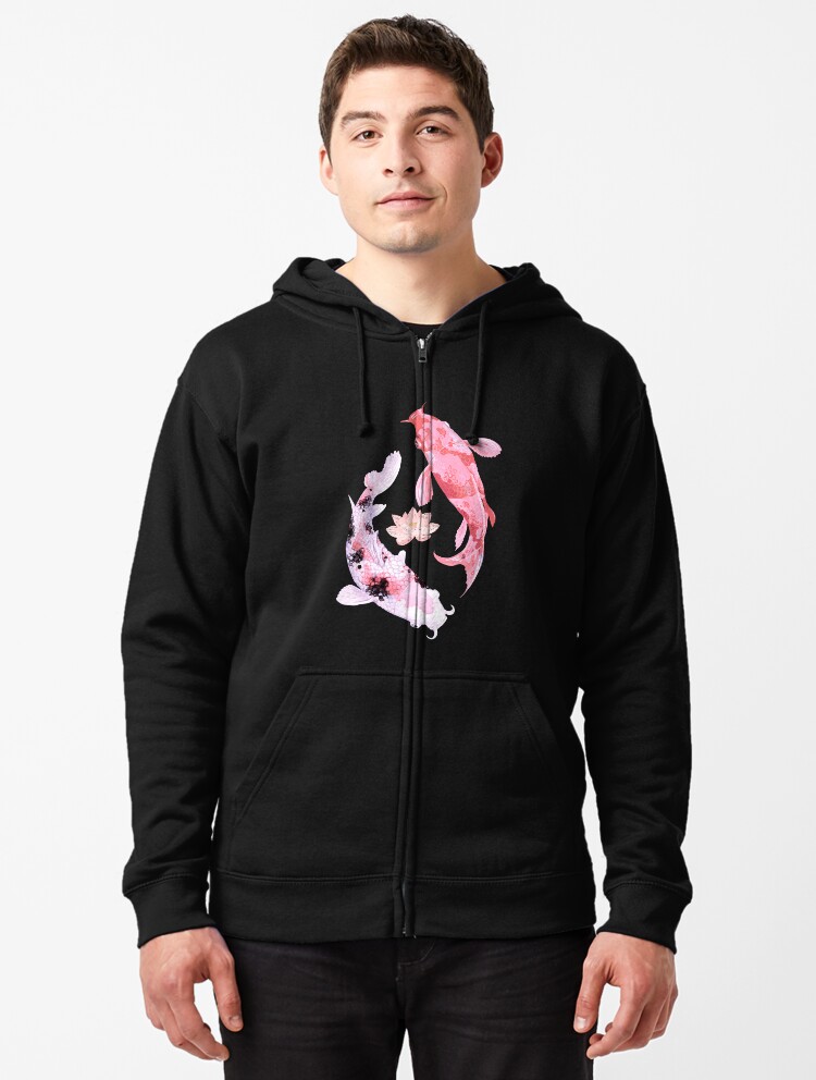 Japan koi lotus mens hoodie sale