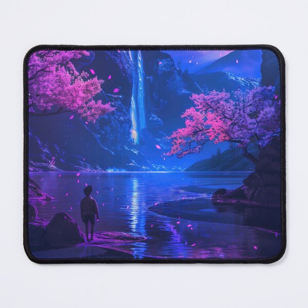 Item preview, Electric Dreams: Serene Neon Nights at the Mountain Lake, Where Reality Meets Fantasy designed and sold by Mullet Monkey.