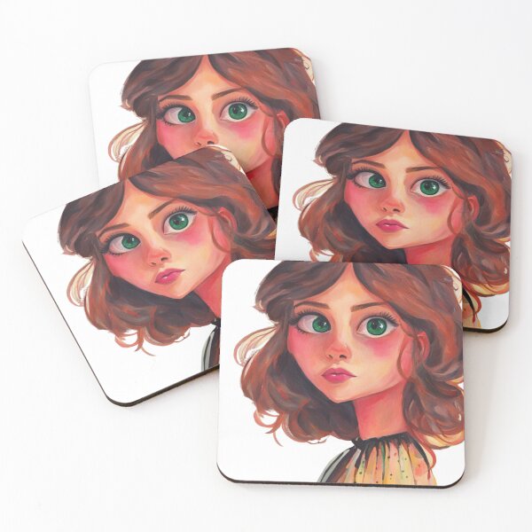 Item preview, Whimsical Cute Brunette Girl Sticker - Acrylic Painting Digitalized designed and sold by RayanaArt.
