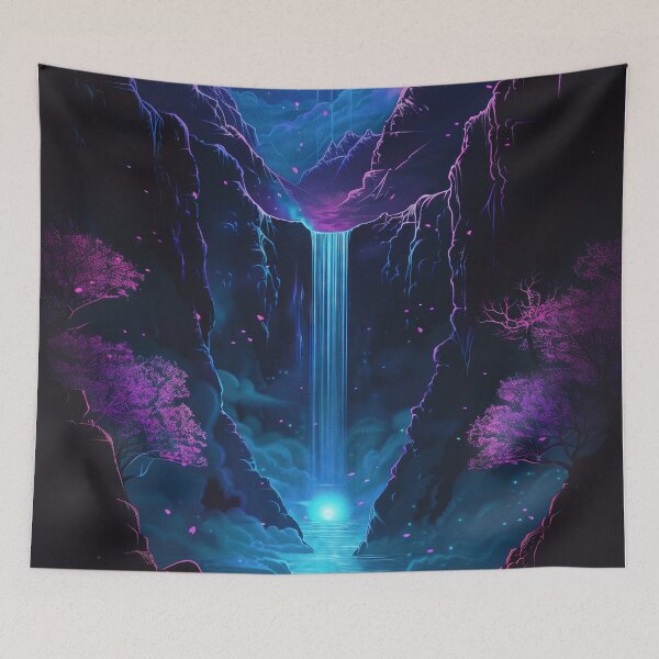 Item preview, Surreal Serenity: Neon Lights Dancing on the Japanese Mountain Lake, Creating a Dreamlike Atmosphere designed and sold by Mullet Monkey.
