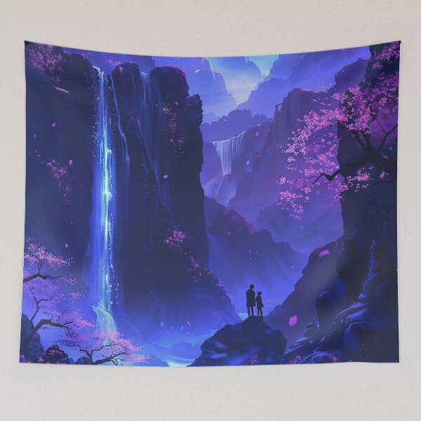 Item preview, Neon Oasis: A Couple's Tranquil Retreat by the Mountain Lake, Bathed in the Radiance of Electric Hues designed and sold by Mullet Monkey.