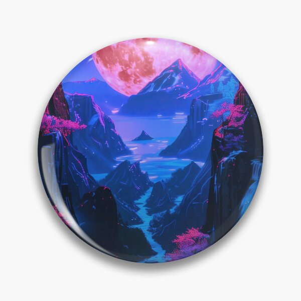 Item preview, Luminous Escapes: Dreamy Japanese Mountain Lake Nightscape, Painted with the Glow of Neon designed and sold by Mullet Monkey.