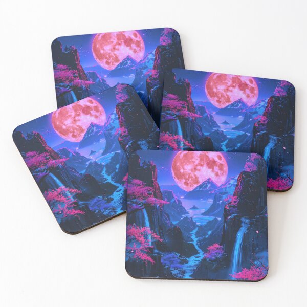 Item preview, Luminous Escapes: Dreamy Japanese Mountain Lake Nightscape, Painted with the Glow of Neon designed and sold by Mullet Monkey.