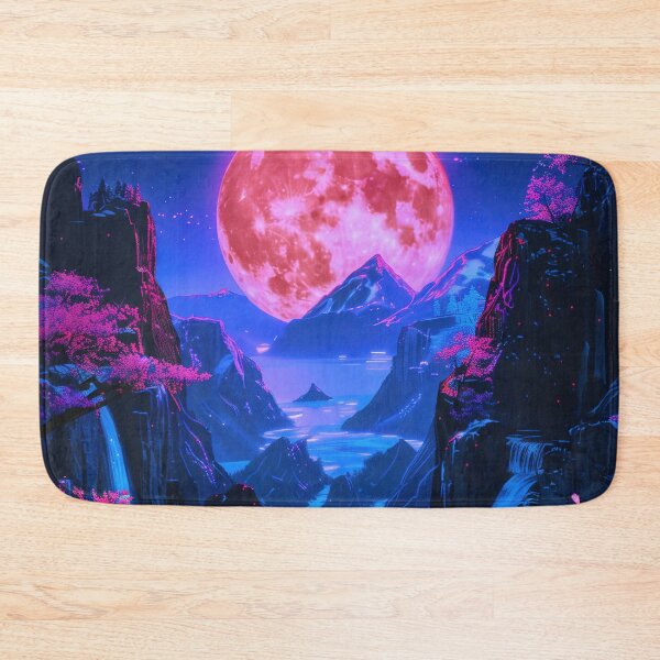 Item preview, Luminous Escapes: Dreamy Japanese Mountain Lake Nightscape, Painted with the Glow of Neon designed and sold by Mullet Monkey.