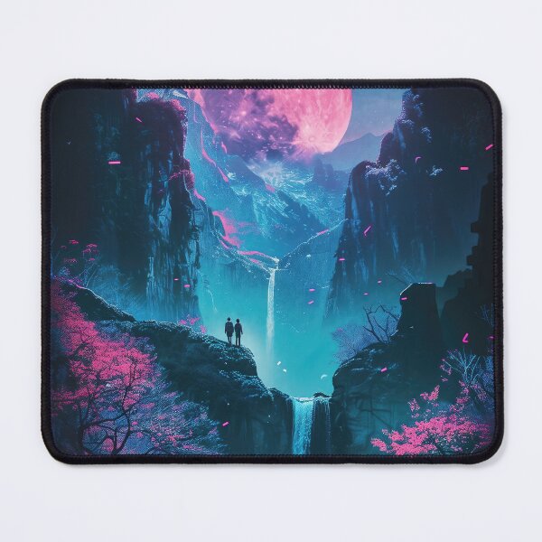 Item preview, Ethereal Waters: A Neon Fantasy Unfolds at the Mountain Lake, Casting a Spell of Enchantment designed and sold by Mullet Monkey.