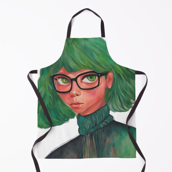 Item preview, Unique Green-Haired Nerdy Girl Sticker - Hand-Painted Acrylic, Digitally Enhanced designed and sold by RayanaArt.
