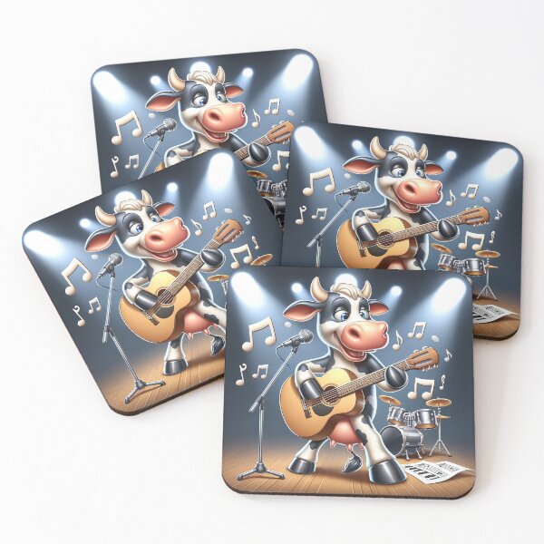 Item preview, Moo-sical Talent: The Guitar-Strumming Cartoon Cow on Stage designed and sold by Moo-larious Creations From Down Udder.