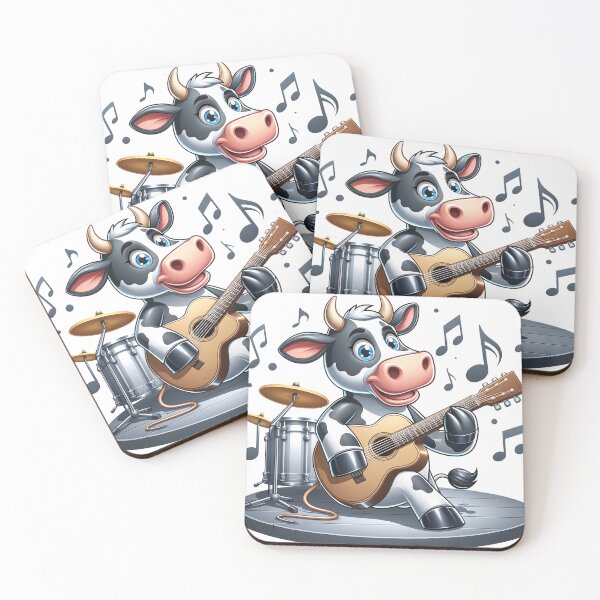 Item preview, Cheerful Guitarist Cow designed and sold by Moo-larious Creations From Down Udder.
